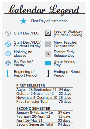 District School Academic Calendar Legend for Excel Academy (murworth)