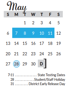 District School Academic Calendar for Lorenzo De Zavala Elementary for May 2018