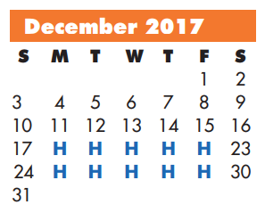District School Academic Calendar for Lamar Alternative Education Program for December 2017