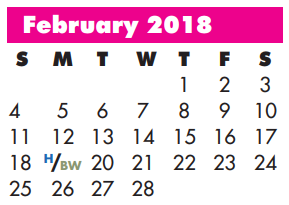 District School Academic Calendar for Travis Elementary for February 2018