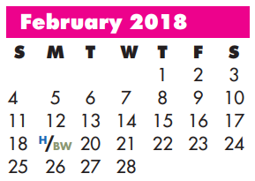 District School Academic Calendar for Lamar Alternative Education Program for February 2018