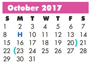 District School Academic Calendar for Bonham Elementary for October 2017