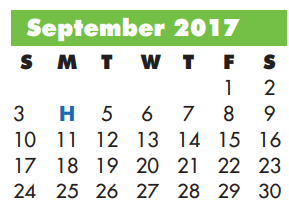 District School Academic Calendar for Lamar Alternative Education Program for September 2017