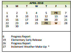 District School Academic Calendar for Colleyville Elementary for April 2018