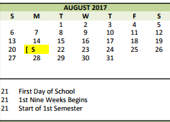 District School Academic Calendar for Grapevine High School for August 2017