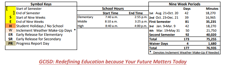 District School Academic Calendar Key for Glenhope Elementary