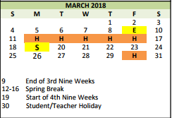 District School Academic Calendar for Cannon Elementary for March 2018