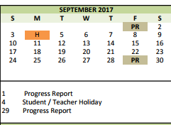 District School Academic Calendar for Taylor Elementary for September 2017