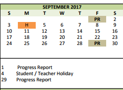 District School Academic Calendar for Cross Timbers Middle for September 2017