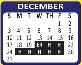 District School Academic Calendar for Harlandale High School for December 2017