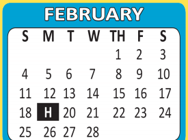 District School Academic Calendar for V M Adams Elementary for February 2018