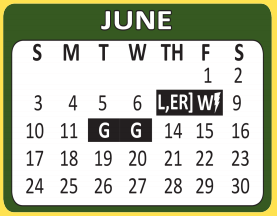 District School Academic Calendar for Bexar Co J J A E P for June 2018