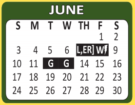 District School Academic Calendar for Wright Elementary for June 2018