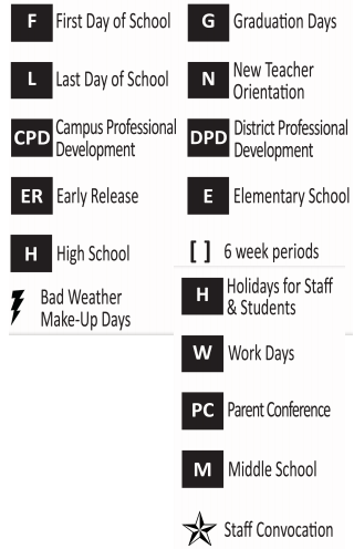 District School Academic Calendar Legend for Fenley Transitional Middle School