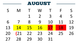 District School Academic Calendar for Moises Vela Middle School for August 2017