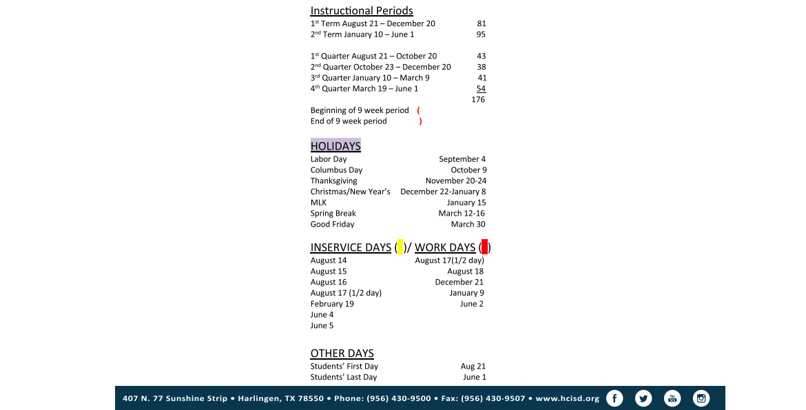 District School Academic Calendar Key for Crockett Elementary