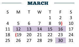 District School Academic Calendar for Keys Acad for March 2018