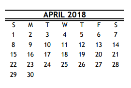District School Academic Calendar for R D S P D for April 2018
