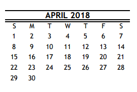 District School Academic Calendar for Kashmere High School for April 2018