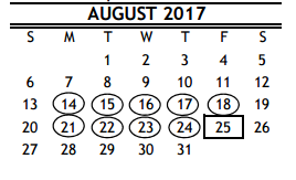 District School Academic Calendar for Law Enfcmt-crim Just High School for August 2017