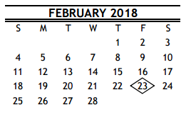 District School Academic Calendar for Martinez R Elementary for February 2018