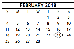 District School Academic Calendar for R D S P D for February 2018
