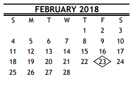 District School Academic Calendar for Sam Houston High School for February 2018