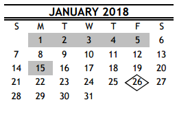 District School Academic Calendar for New Aspirations for January 2018