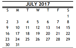 District School Academic Calendar for Rice School for July 2017
