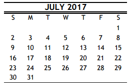 District School Academic Calendar for R D S P D for July 2017