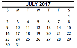 District School Academic Calendar for Kennedy Elementary for July 2017