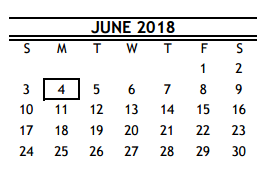 District School Academic Calendar for R D S P D for June 2018