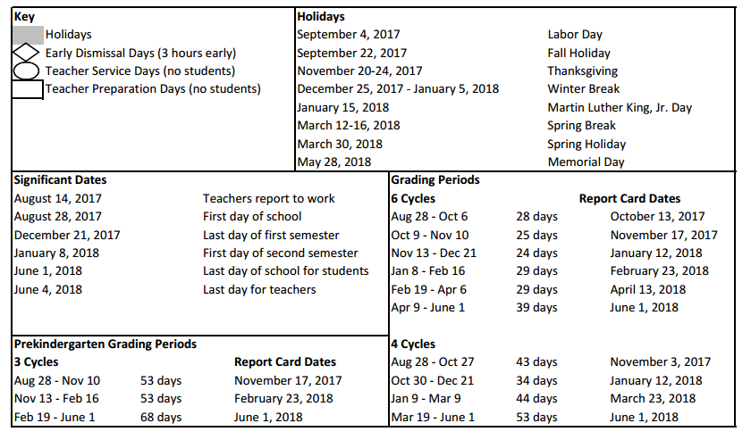 District School Academic Calendar Key for R D S P D