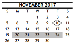 District School Academic Calendar for R D S P D for November 2017