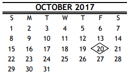 District School Academic Calendar for R D S P D for October 2017