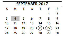 District School Academic Calendar for Bell Elementary for September 2017