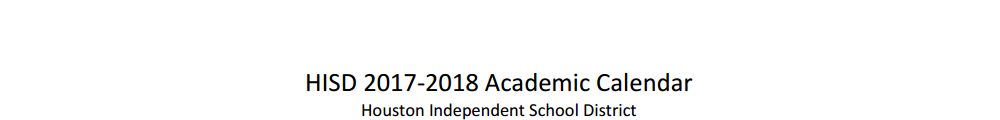 District School Academic Calendar for Bellfort Academy