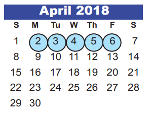 District School Academic Calendar for Early Learning Wing for April 2018