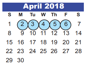 District School Academic Calendar for Jack M Fields Sr Elementary for April 2018