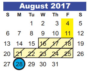 District School Academic Calendar for Whispering Pines Elementary for August 2017