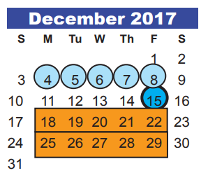 District School Academic Calendar for Oak Forest Elementary for December 2017