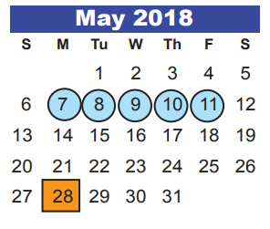 District School Academic Calendar for Atascocita High School for May 2018