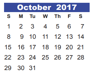 District School Academic Calendar for Jack M Fields Sr Elementary for October 2017