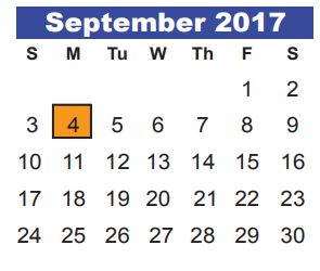 District School Academic Calendar for Deerwood Elementary for September 2017