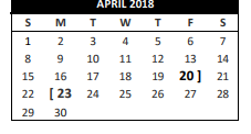 District School Academic Calendar for Lakewood Elementary for April 2018