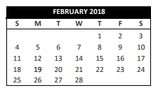 District School Academic Calendar for Technical Ed Ctr for February 2018