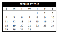 District School Academic Calendar for Homebound for February 2018