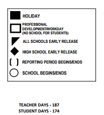 District School Academic Calendar Legend for Bellaire Elementary