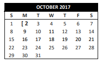 District School Academic Calendar for Harwood J H for October 2017