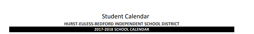 District School Academic Calendar for Transition Program